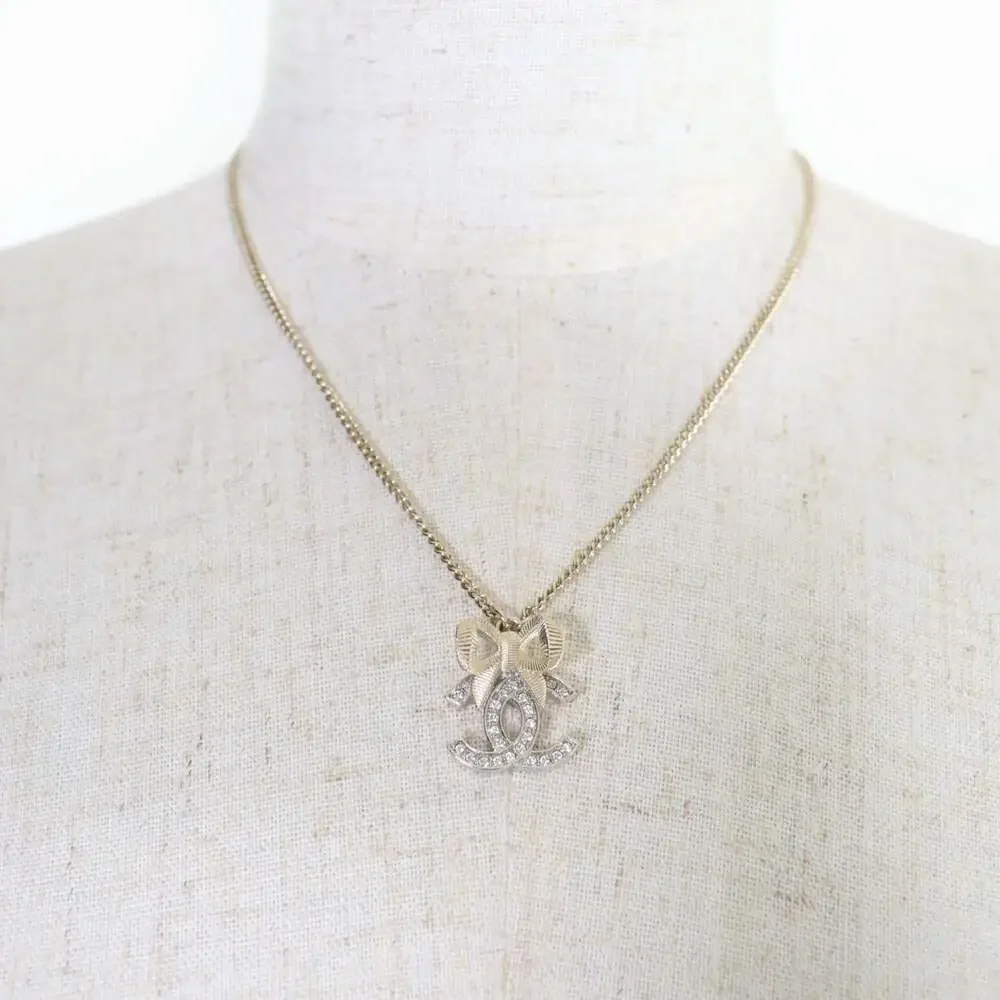 Chanel Cc Logo Pendant Necklace Gold- #250119C14B